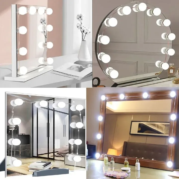 10 LEDs Bulb Makeup Mirror Light Dimmable 3 Mode LED Vanity Mirror Lamp Headlight Dresser Lamp