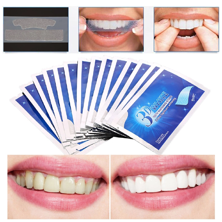 14Pcs/7Pairs 3D White Gel Teeth Whitening Strips Oral Hygiene Double Elastic Strips Whitening Dental