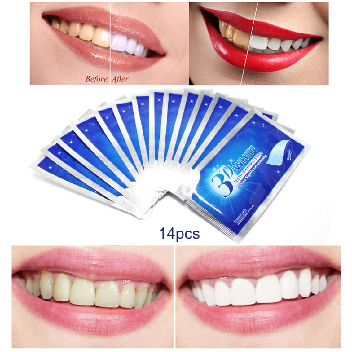 14Pcs/7Pairs 3D White Gel Teeth Whitening Strips Oral Hygiene Double Elastic Strips Whitening Dental