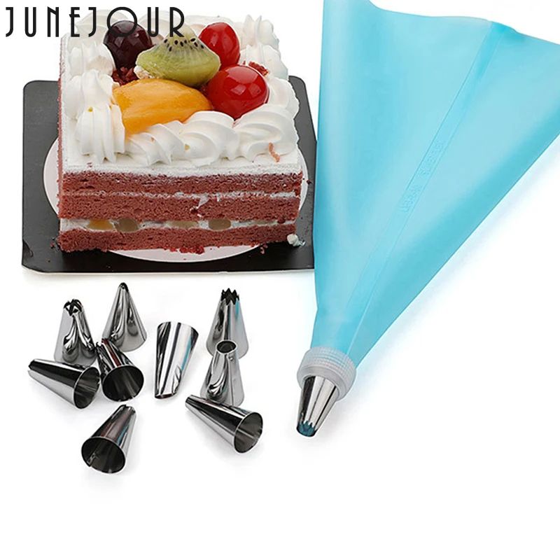 14Pcs/Set Icing Piping Nozzles Set with Pastry Bag Scraper Cream Tips Reusable Cake Decorating Tool