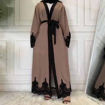 Plus Size Islamic Clothing Muslim Turkish Dresses Abayas Women Abaya Dubai Dress Ramadan Patchwork Lace Long Cardigan
