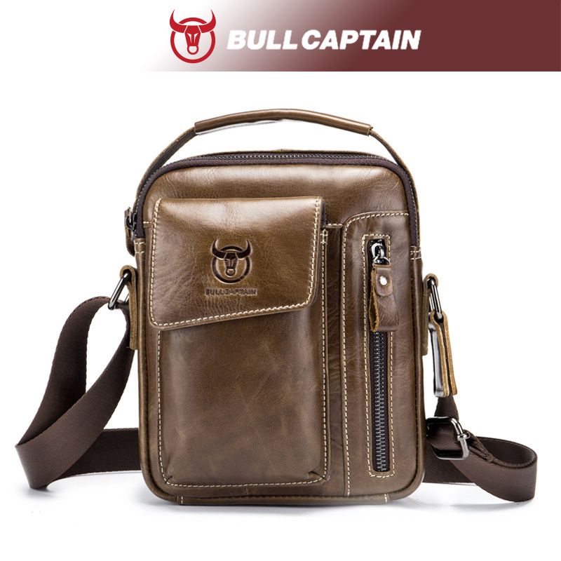 Leather Cowhide Shoulder Crossbody Bag Men's Soft Leather Vertical Menbag Cell Phone Bag Men's Shoulder Bag