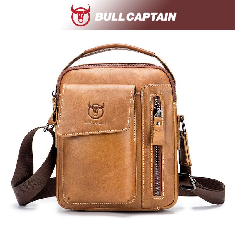 Leather Cowhide Shoulder Crossbody Bag Men's Soft Leather Vertical Menbag Cell Phone Bag Men's Shoulder Bag