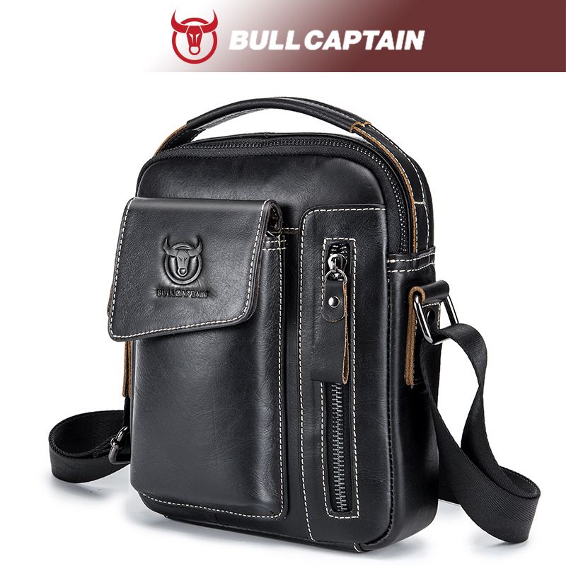 Leather Cowhide Shoulder Crossbody Bag Men's Soft Leather Vertical Menbag Cell Phone Bag Men's Shoulder Bag