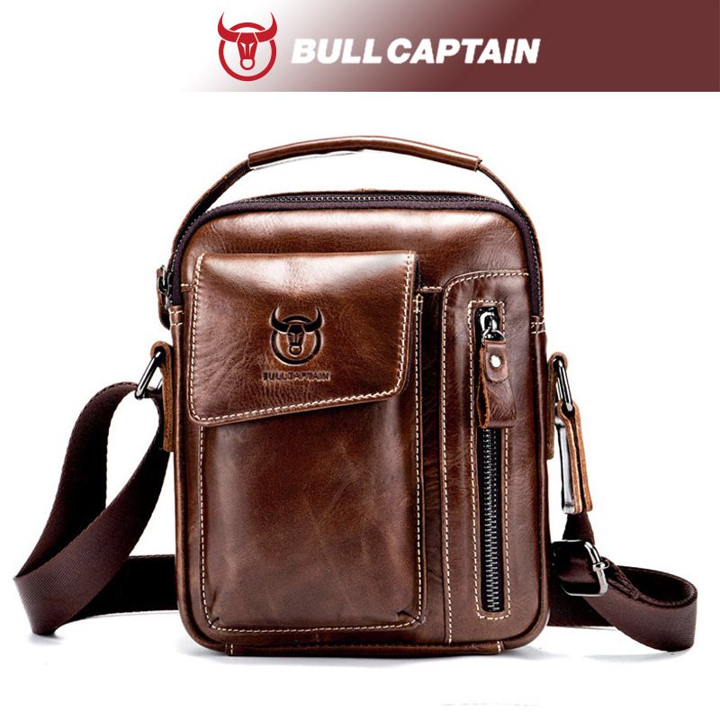 Leather Cowhide Shoulder Crossbody Bag Men's Soft Leather Vertical Menbag Cell Phone Bag Men's Shoulder Bag