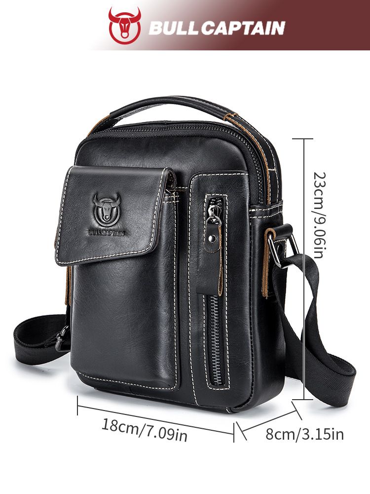 Leather Cowhide Shoulder Crossbody Bag Men's Soft Leather Vertical Menbag Cell Phone Bag Men's Shoulder Bag