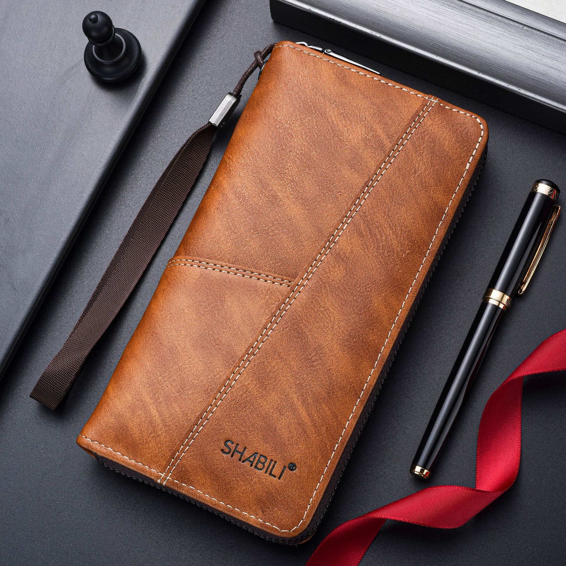 Men's Wallet Long New Multi slot Leather Clip Zipper Large Capacity Card Bag Men's Money Clip Men's Card Holder Wallets Leather Slim Money Bag Male Purses