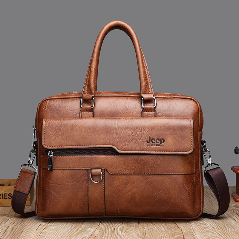 Briefcase Bags Men Leather Handbag Laptop Bag Portable Business Messenger Bag Luxury Shoulder Bag