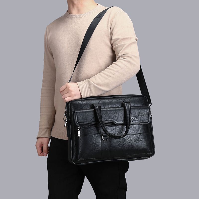 Briefcase Bags Men Leather Handbag Laptop Bag Portable Business Messenger Bag Luxury Shoulder Bag