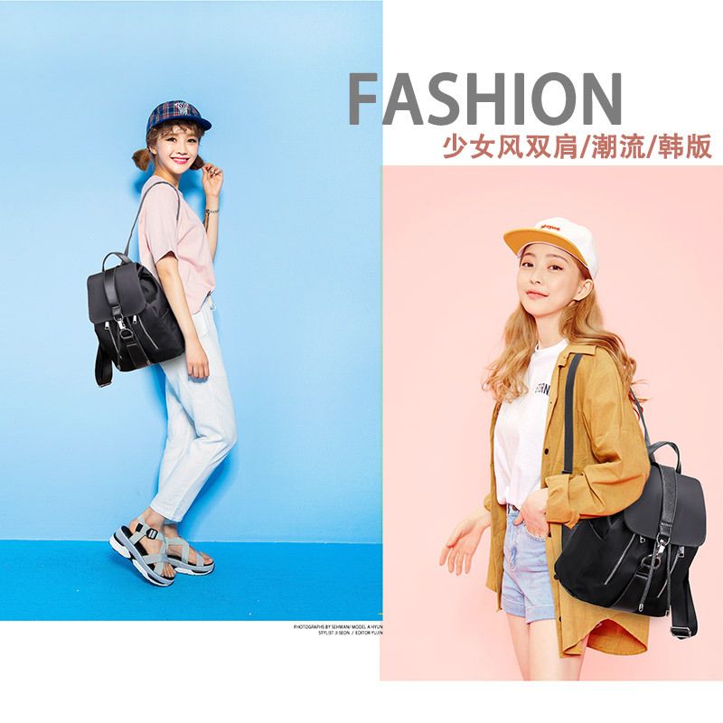 High quality Women Backpack School Bags For Teenager Girls Nylon Zipper Lock Design Black Femme Mochila Backpack