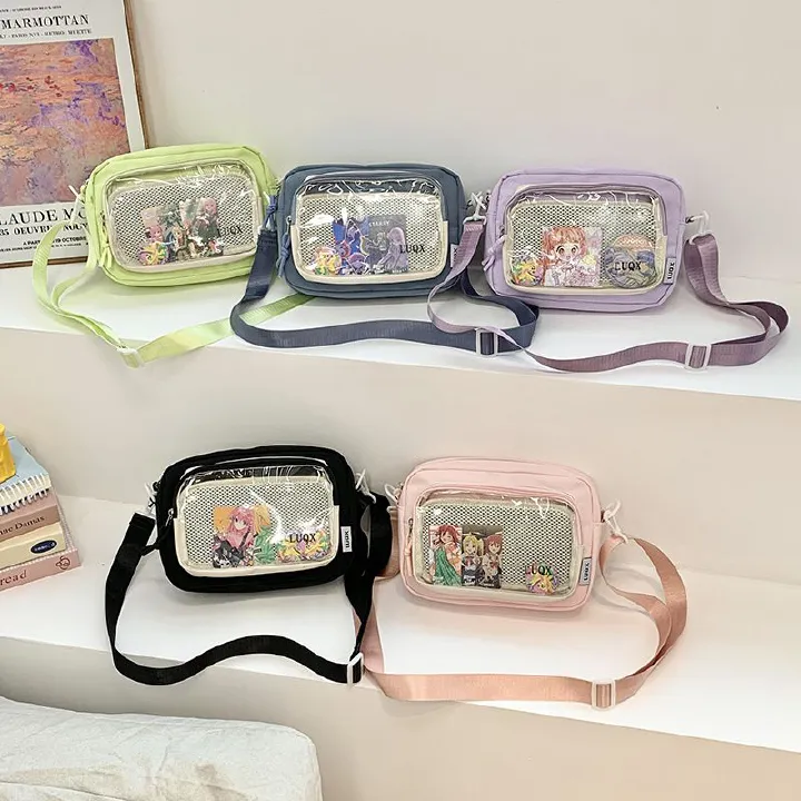 Kawaii Transparent Shoulder Bag Crossbody Bag DIY LABUBU Doll Display Itabag Handbag Y2K Anime Garage Kit Display Bag