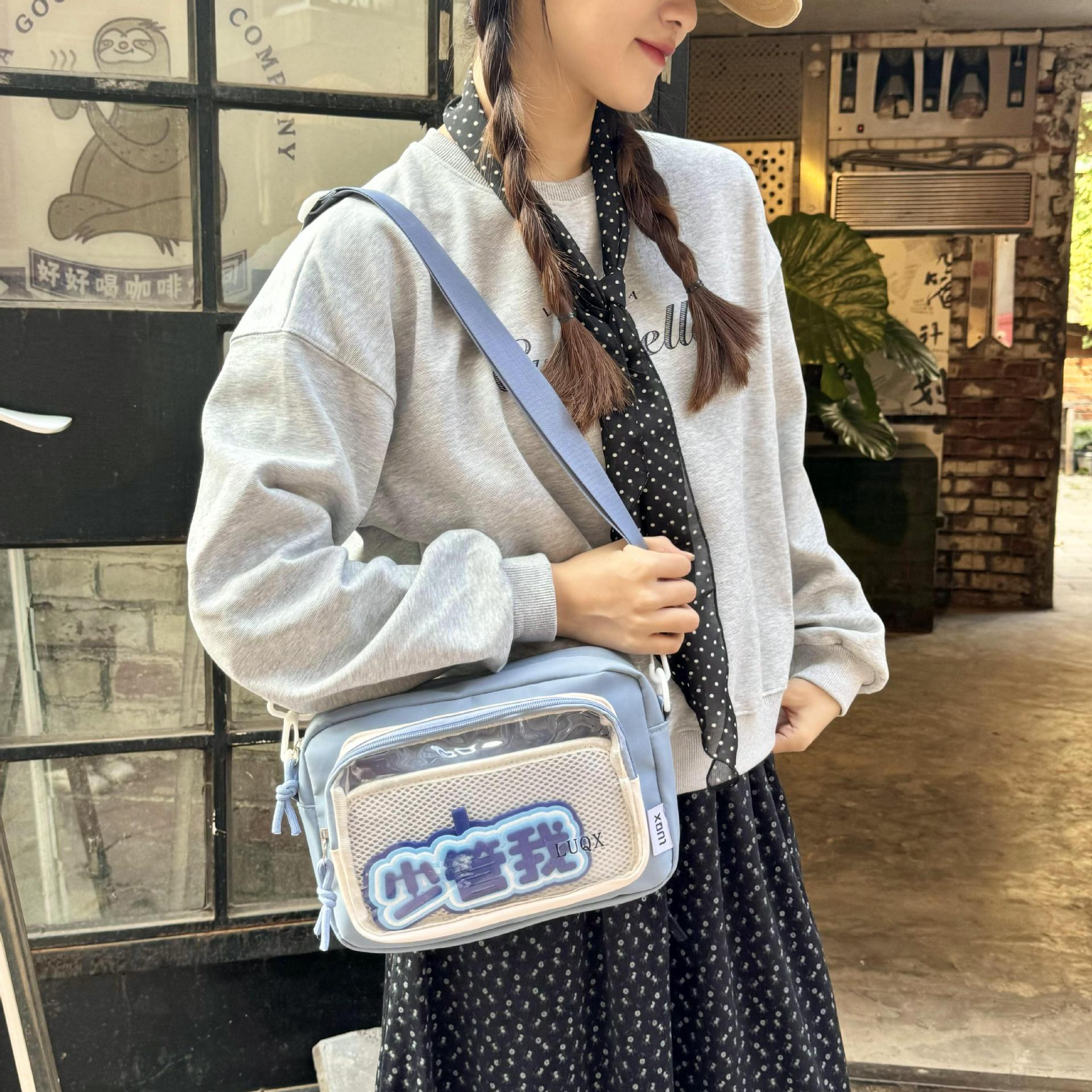 Kawaii Transparent Shoulder Bag Crossbody Bag DIY LABUBU Doll Display Itabag Handbag Y2K Anime Garage Kit Display Bag