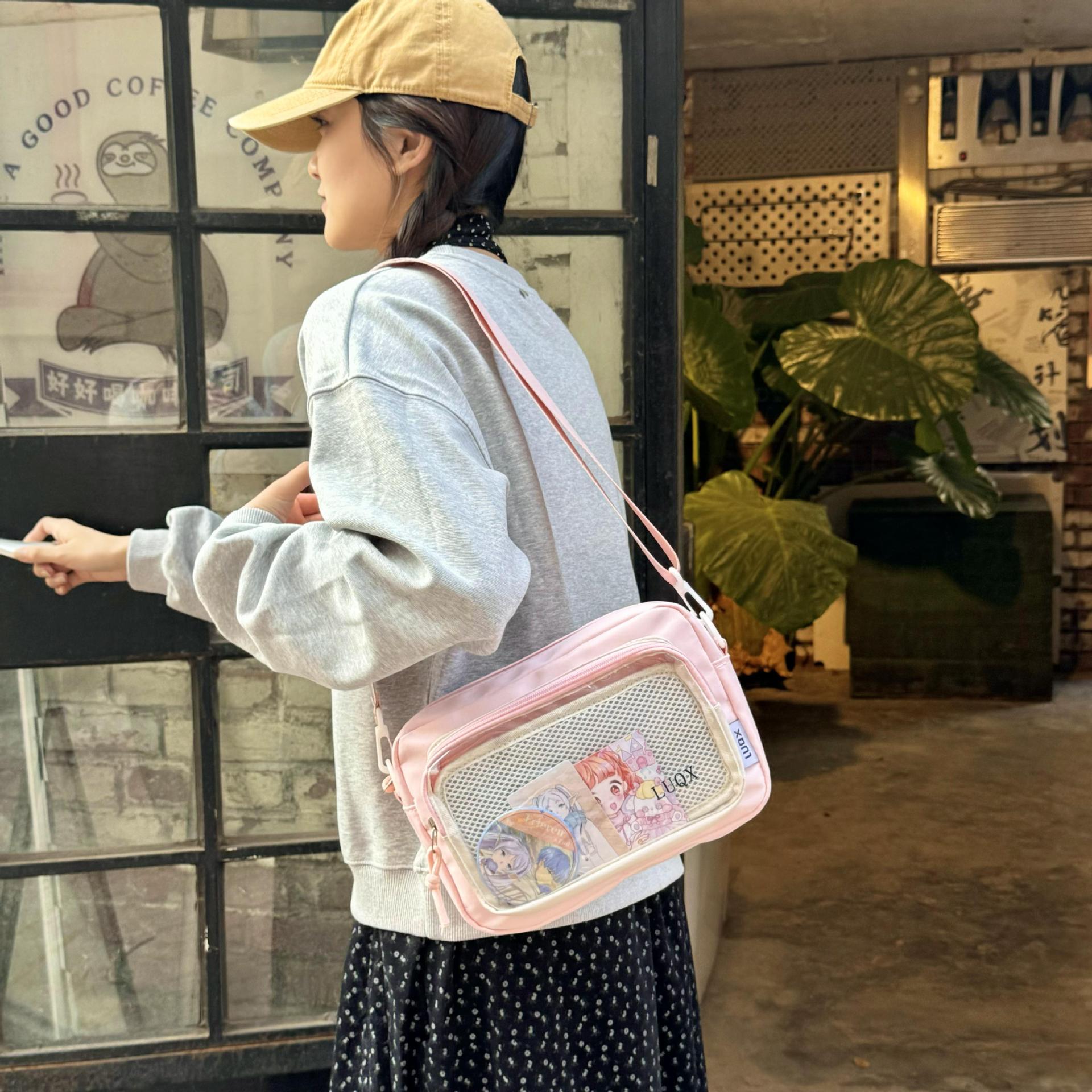 Kawaii Transparent Shoulder Bag Crossbody Bag DIY LABUBU Doll Display Itabag Handbag Y2K Anime Garage Kit Display Bag