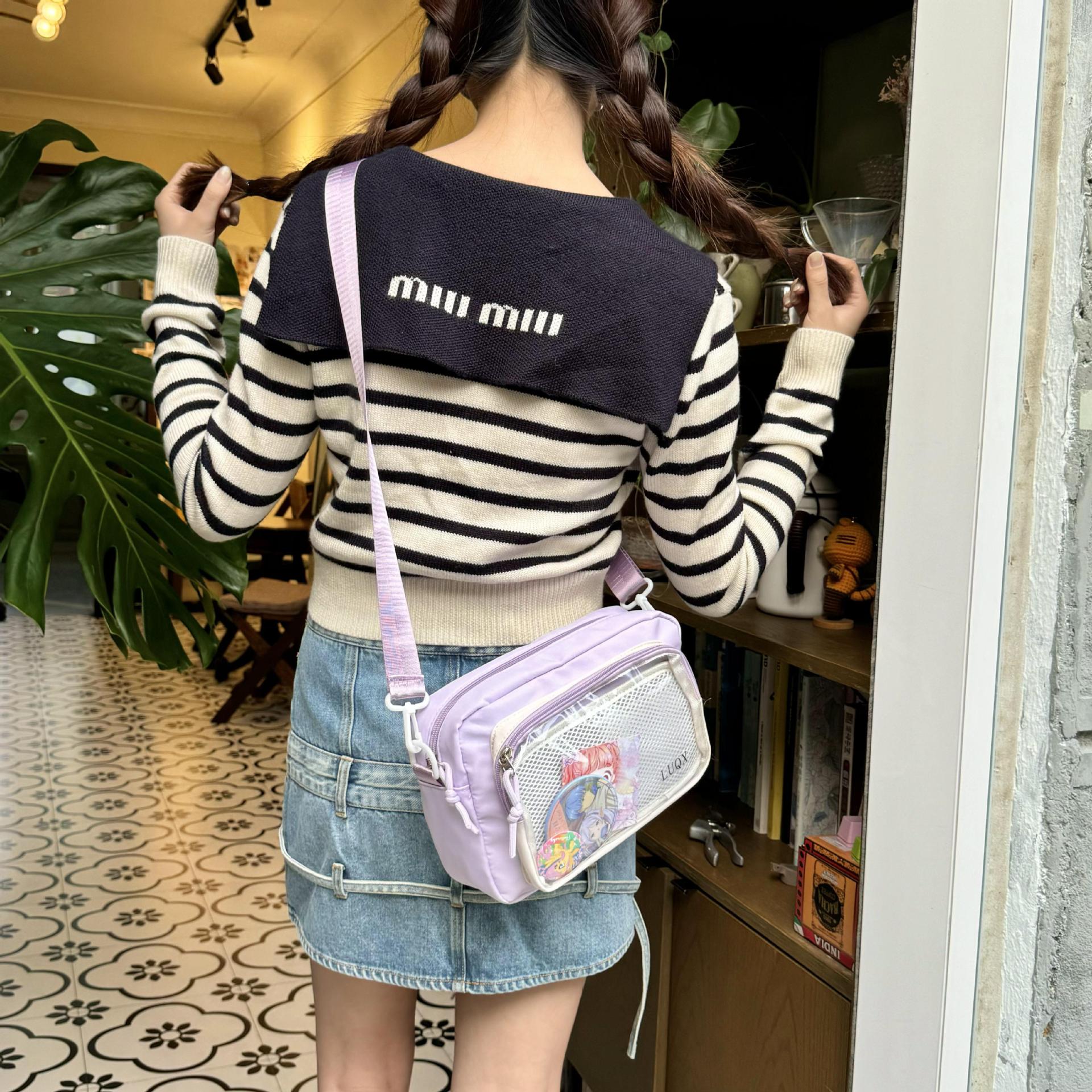 Kawaii Transparent Shoulder Bag Crossbody Bag DIY LABUBU Doll Display Itabag Handbag Y2K Anime Garage Kit Display Bag