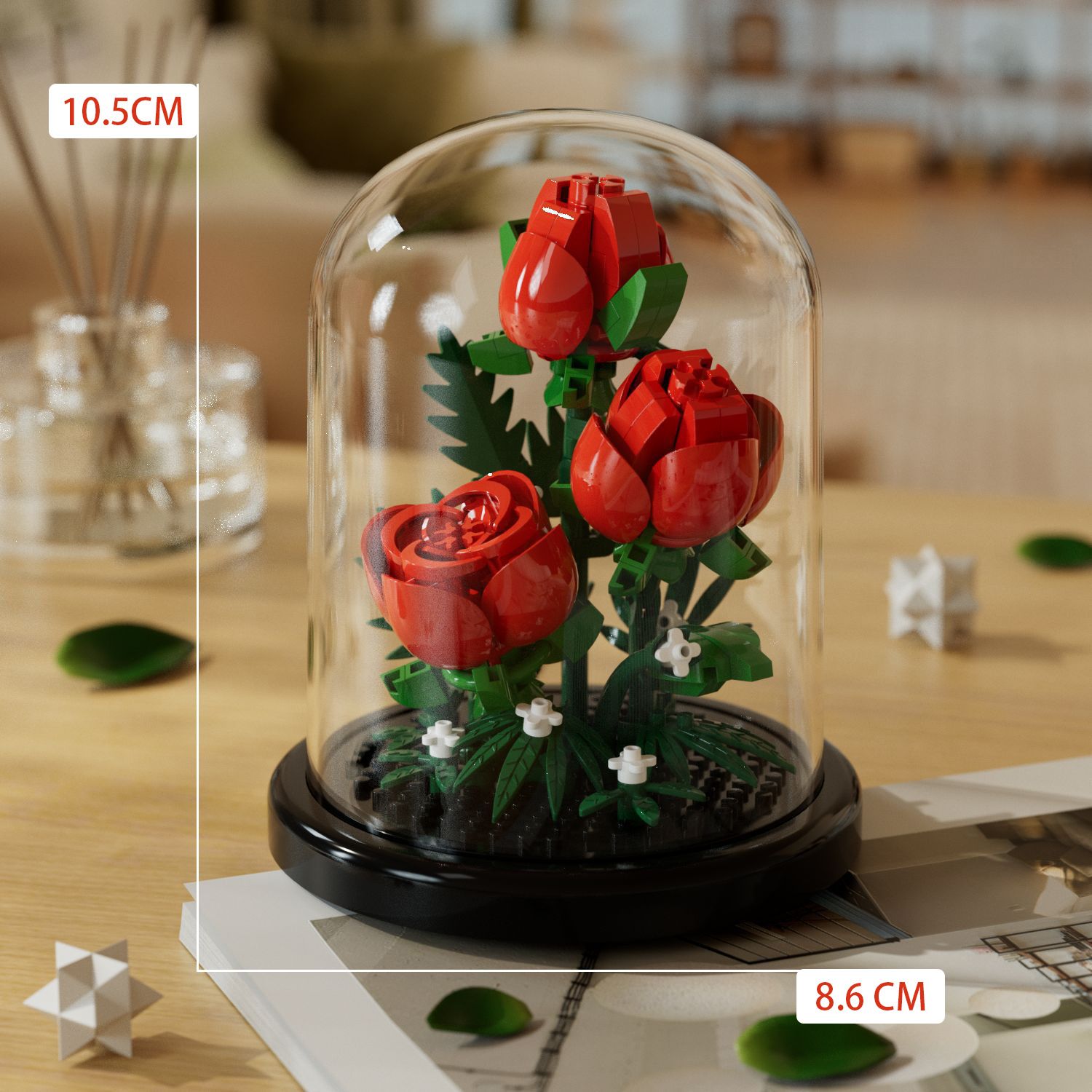 Creative building blocks flowers succulent plants potted dust cover ornaments do girl toys Children's Day gift