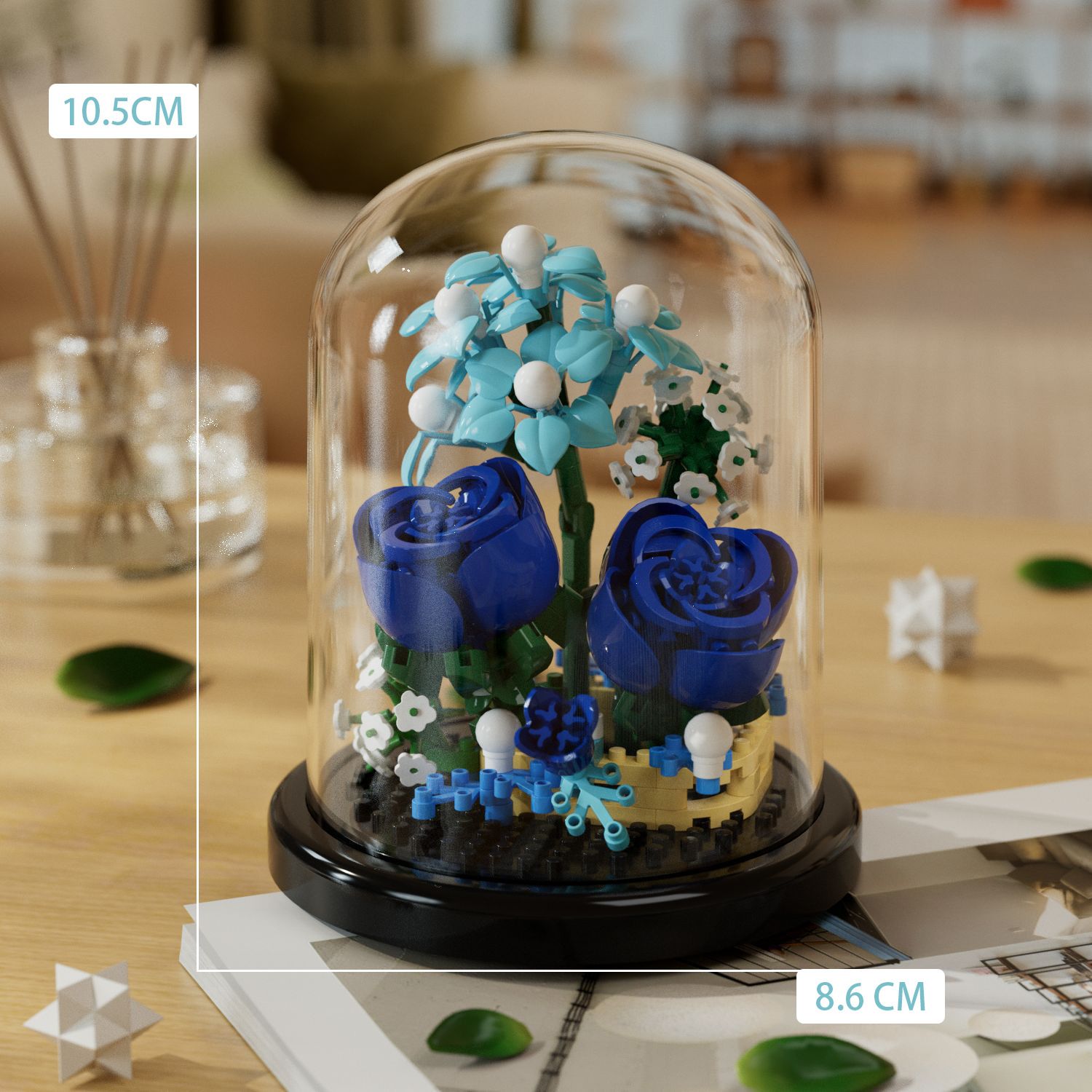 Creative building blocks flowers succulent plants potted dust cover ornaments do girl toys Children's Day gift