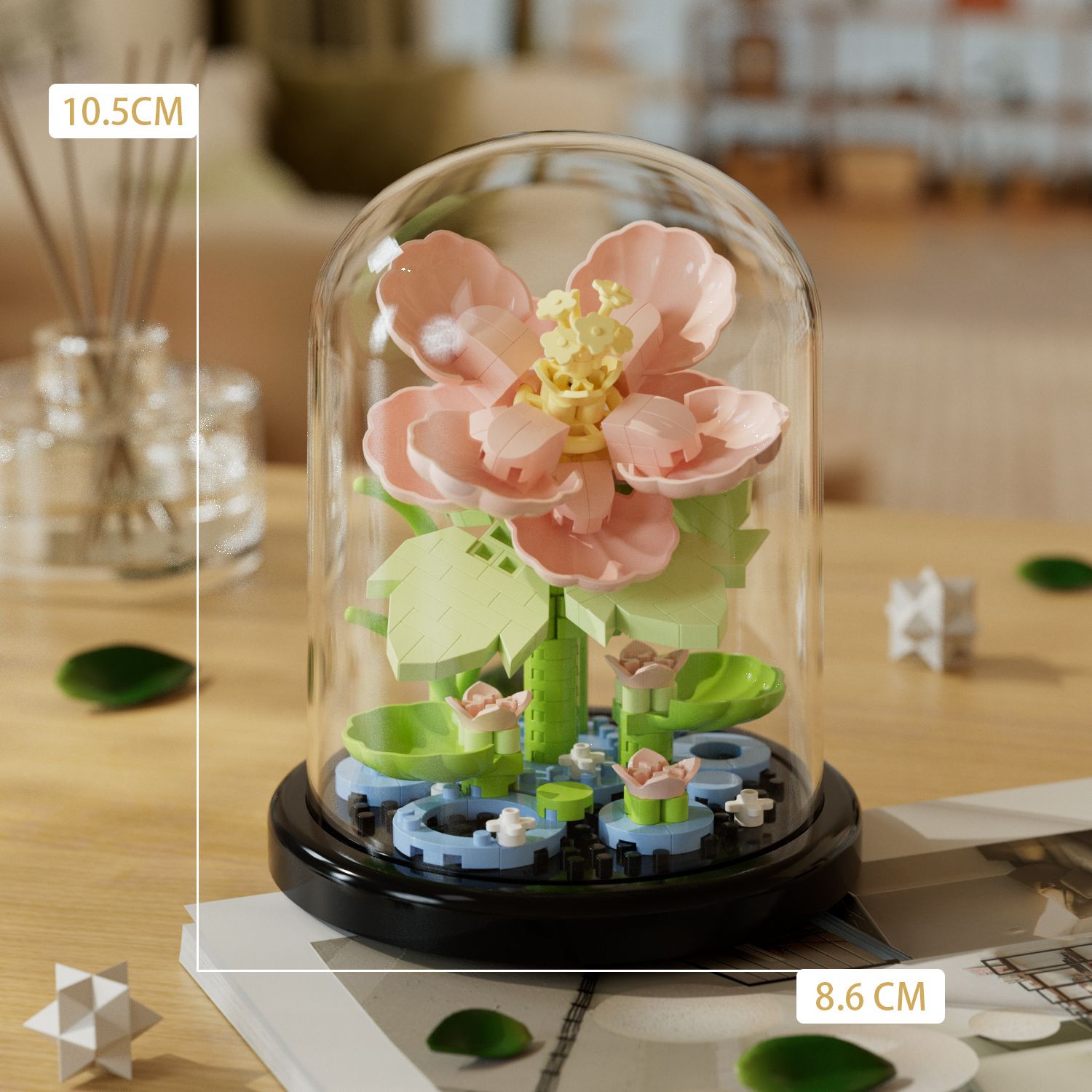 Creative building blocks flowers succulent plants potted dust cover ornaments do girl toys Children's Day gift