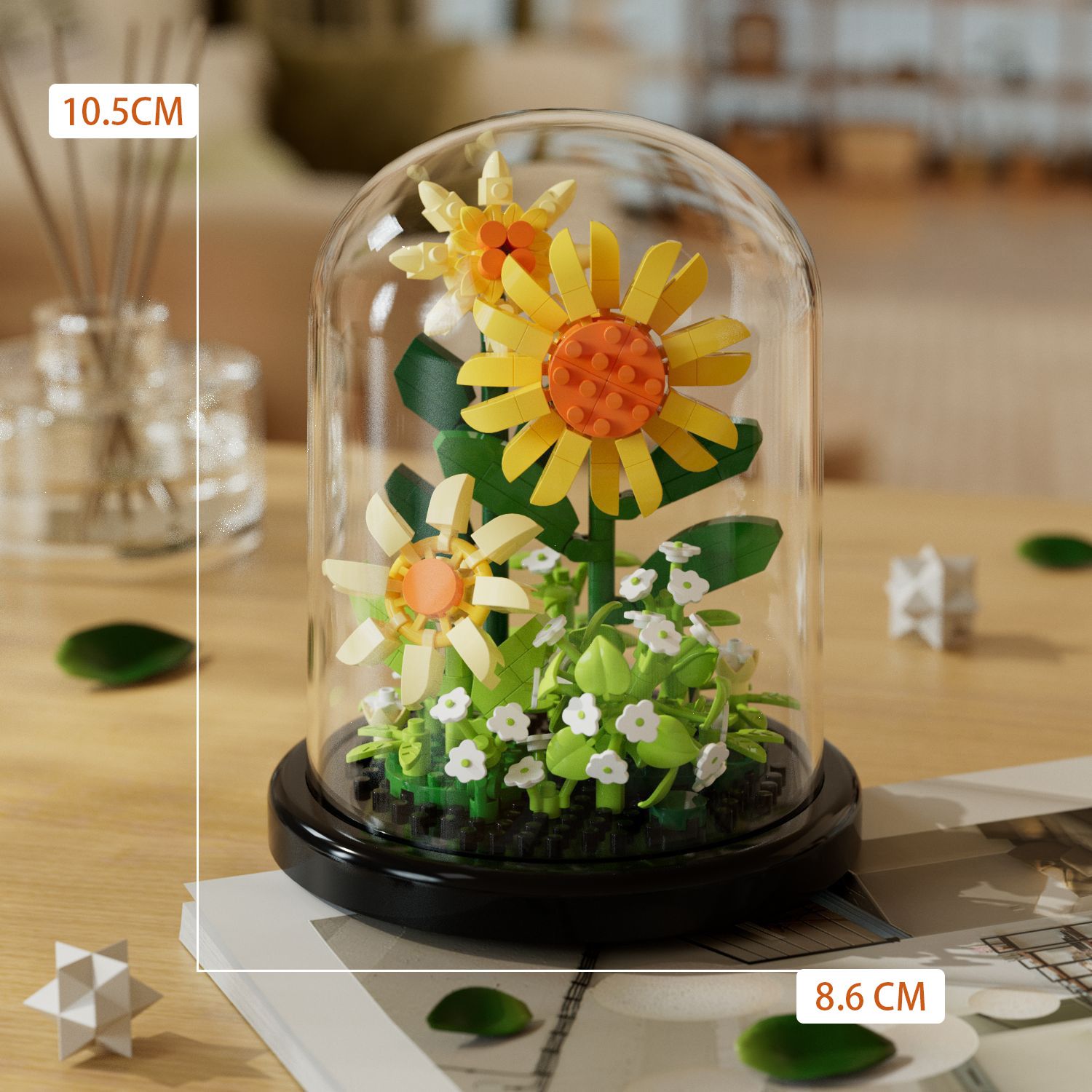 Creative building blocks flowers succulent plants potted dust cover ornaments do girl toys Children's Day gift
