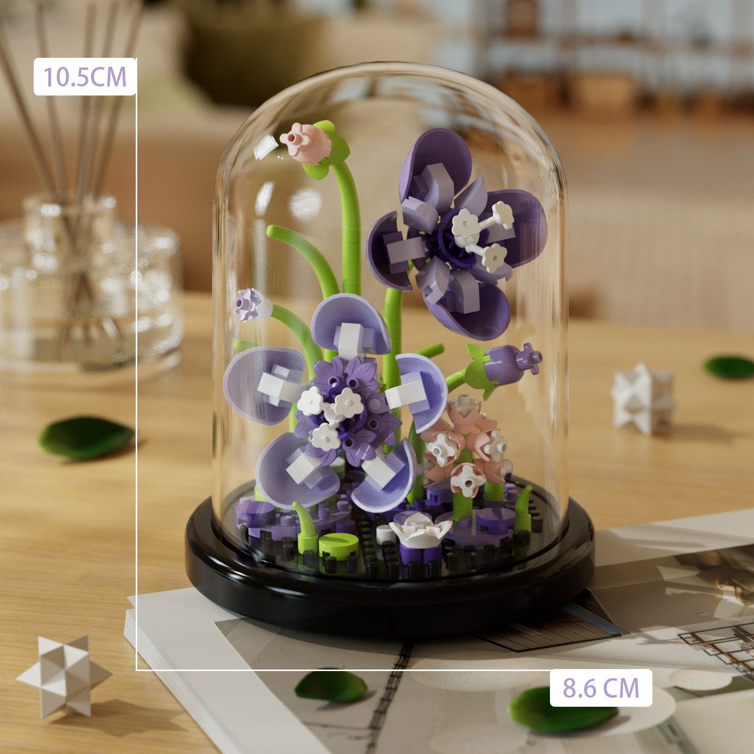 Creative building blocks flowers succulent plants potted dust cover ornaments do girl toys Children's Day gift