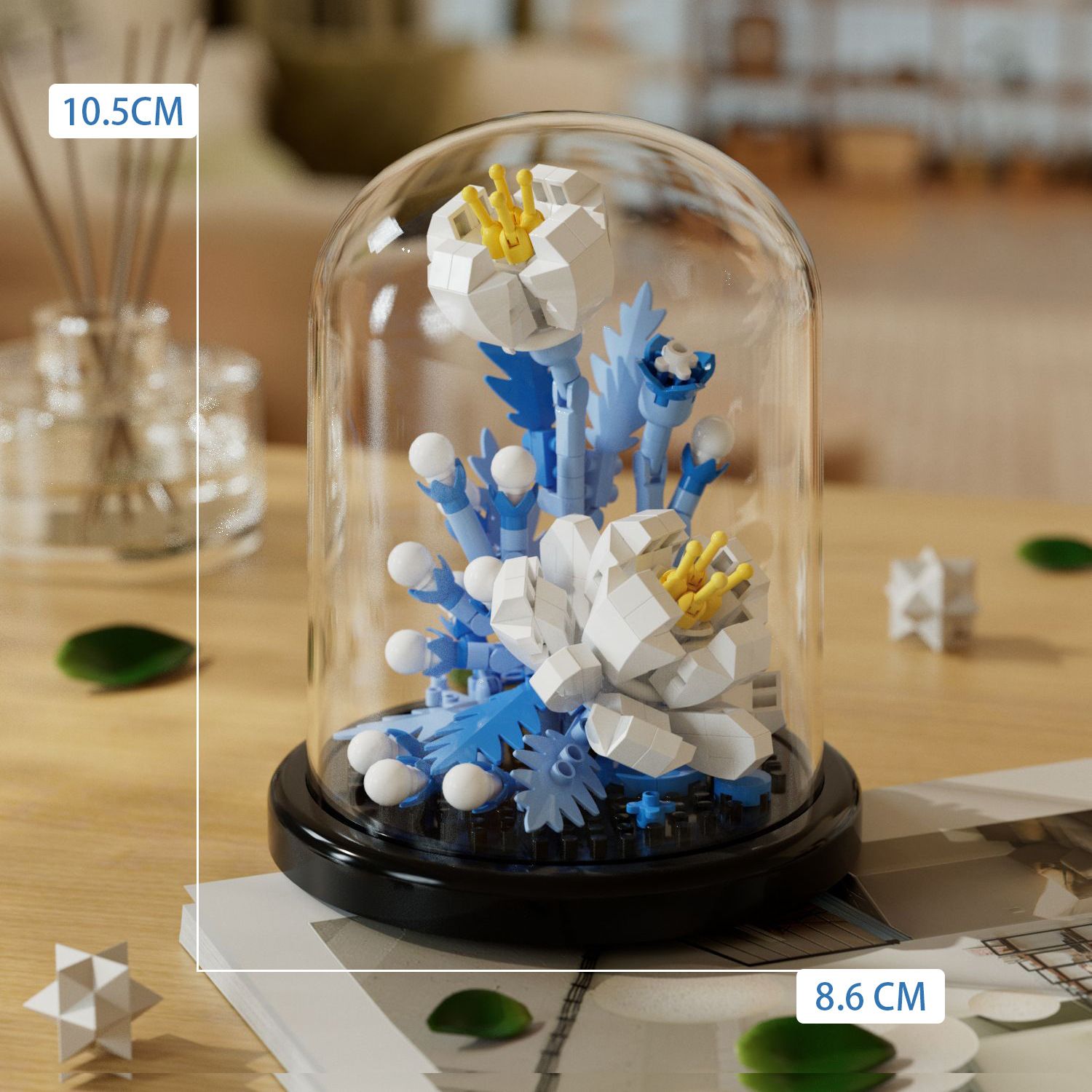 Creative building blocks flowers succulent plants potted dust cover ornaments do girl toys Children's Day gift