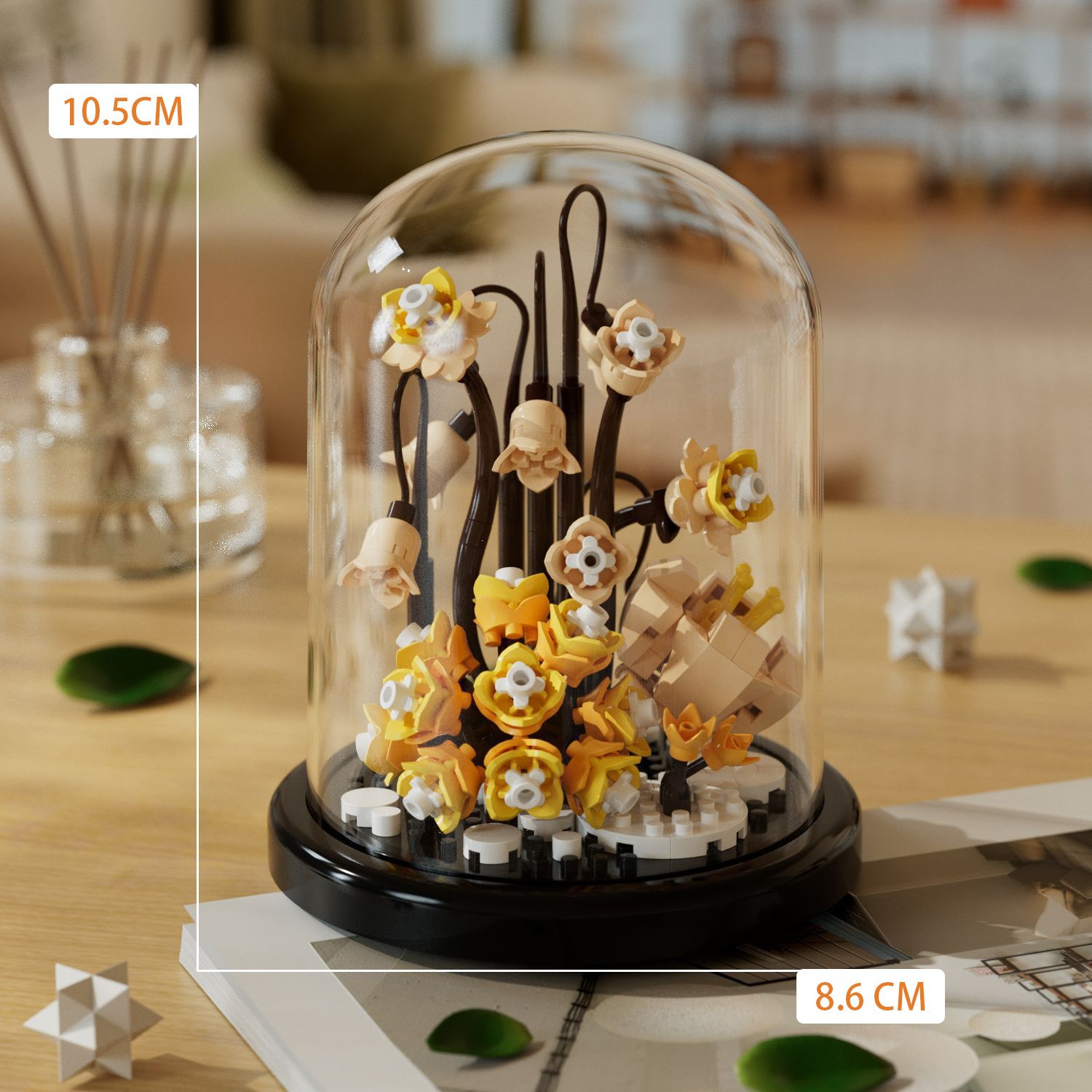 Creative building blocks flowers succulent plants potted dust cover ornaments do girl toys Children's Day gift