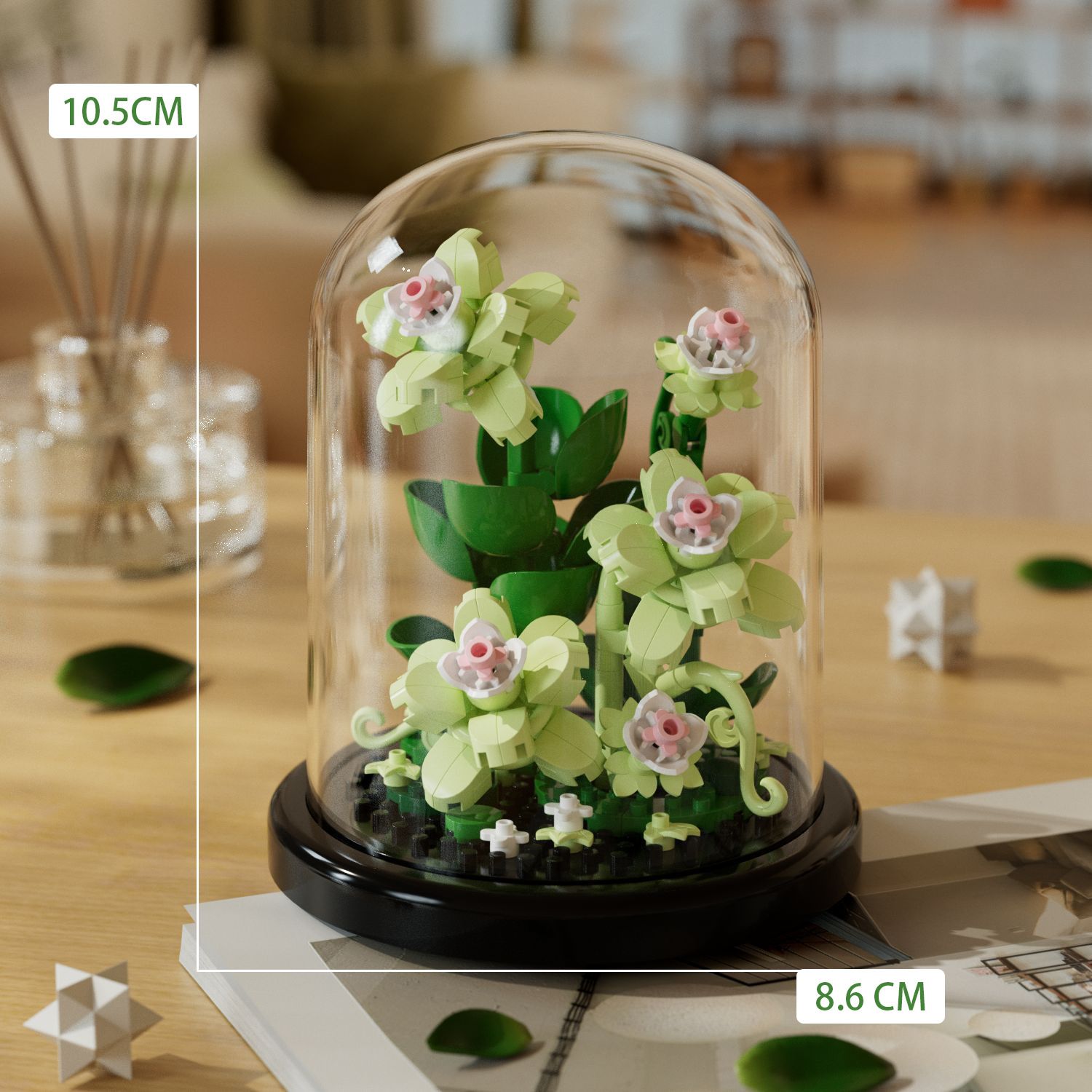 Creative building blocks flowers succulent plants potted dust cover ornaments do girl toys Children's Day gift