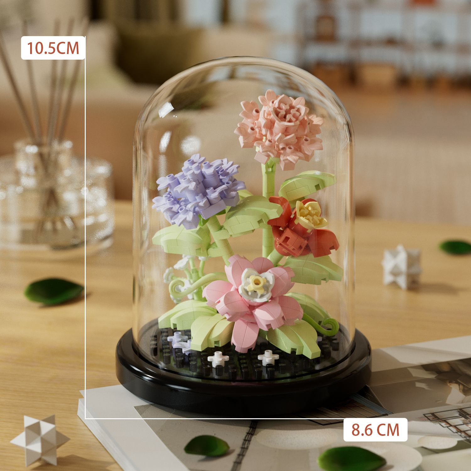 Creative building blocks flowers succulent plants potted dust cover ornaments do girl toys Children's Day gift