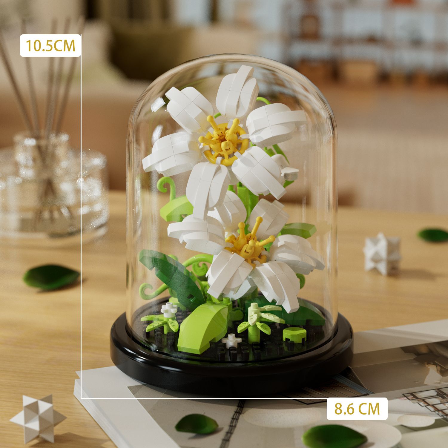 Creative building blocks flowers succulent plants potted dust cover ornaments do girl toys Children's Day gift