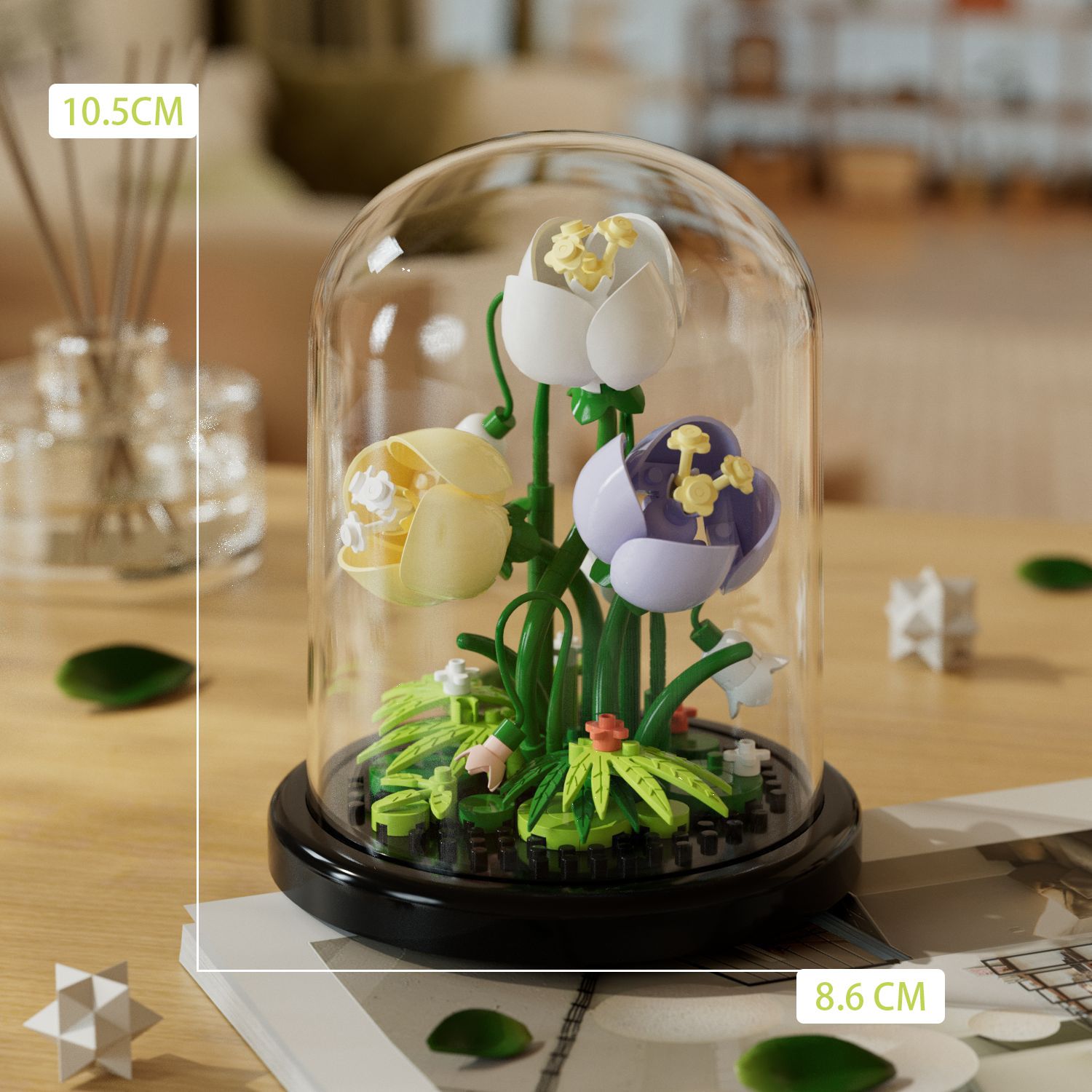 Creative building blocks flowers succulent plants potted dust cover ornaments do girl toys Children's Day gift