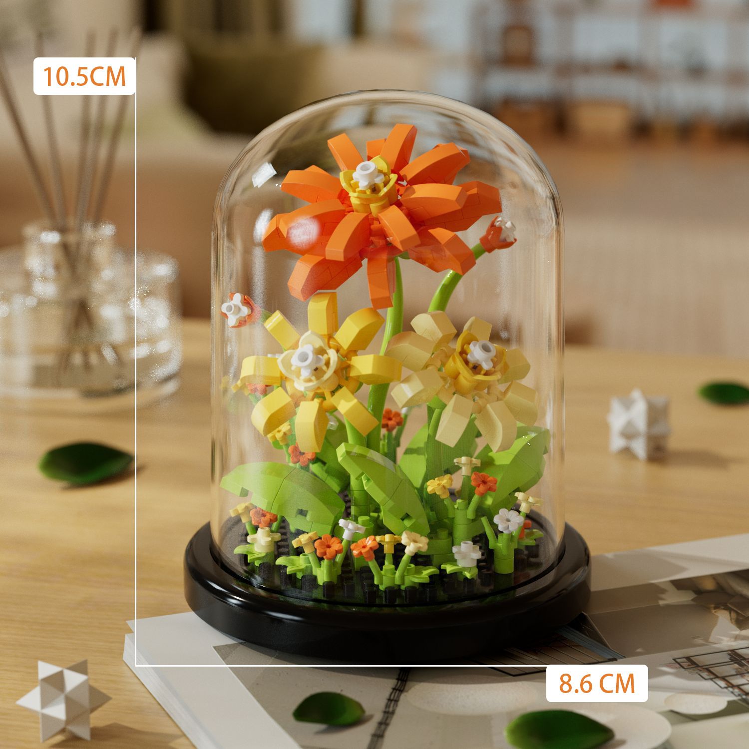 Creative building blocks flowers succulent plants potted dust cover ornaments do girl toys Children's Day gift