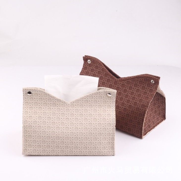 Light luxury woven tissue box, home creativity, living room storage, car simple solid color paper box, napkin paper box