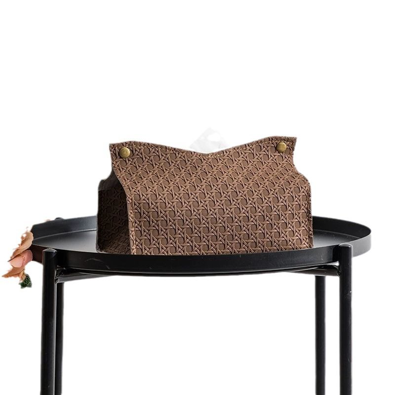 Light luxury woven tissue box, home creativity, living room storage, car simple solid color paper box, napkin paper box