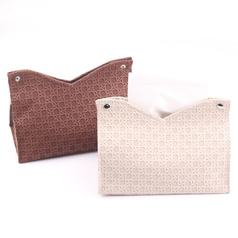 Light luxury woven tissue box, home creativity, living room storage, car simple solid color paper box, napkin paper box