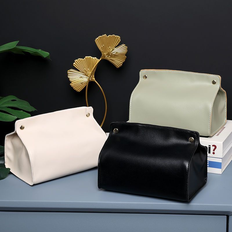 Luxury Leather Home Tissue Case Custom Name Portable Business Office Storage Bag Fashion Multi Function Cosmetic Bags Cute Gift