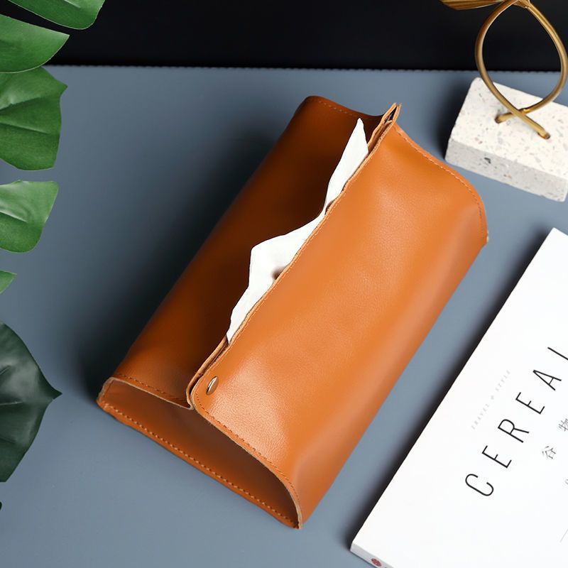 Luxury Leather Home Tissue Case Custom Name Portable Business Office Storage Bag Fashion Multi Function Cosmetic Bags Cute Gift