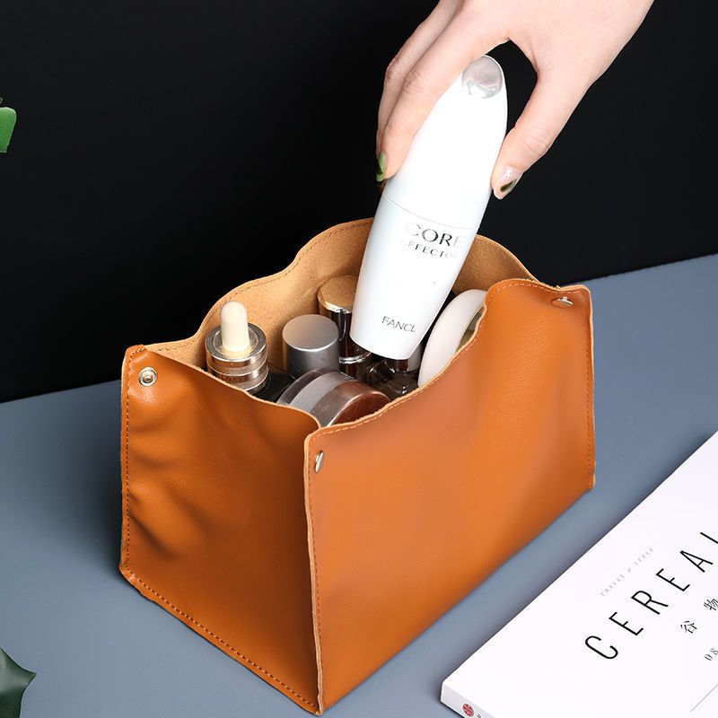 Luxury Leather Home Tissue Case Custom Name Portable Business Office Storage Bag Fashion Multi Function Cosmetic Bags Cute Gift