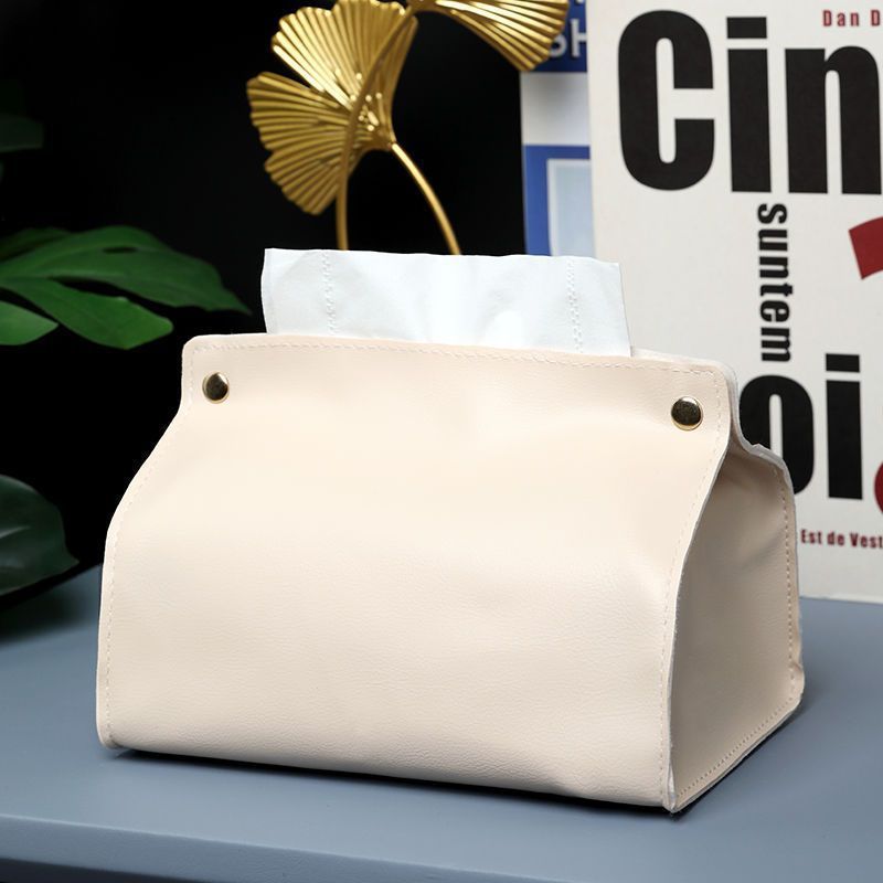 Luxury Leather Home Tissue Case Custom Name Portable Business Office Storage Bag Fashion Multi Function Cosmetic Bags Cute Gift