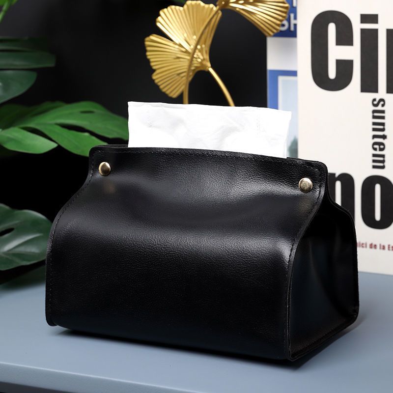 Luxury Leather Home Tissue Case Custom Name Portable Business Office Storage Bag Fashion Multi Function Cosmetic Bags Cute Gift