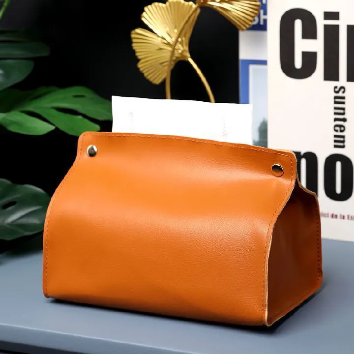 Luxury Leather Home Tissue Case Custom Name Portable Business Office Storage Bag Fashion Multi Function Cosmetic Bags Cute Gift
