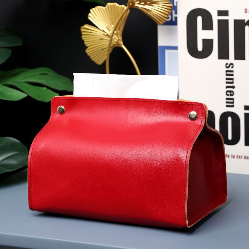 Luxury Leather Home Tissue Case Custom Name Portable Business Office Storage Bag Fashion Multi Function Cosmetic Bags Cute Gift
