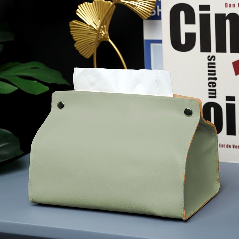 Luxury Leather Home Tissue Case Custom Name Portable Business Office Storage Bag Fashion Multi Function Cosmetic Bags Cute Gift