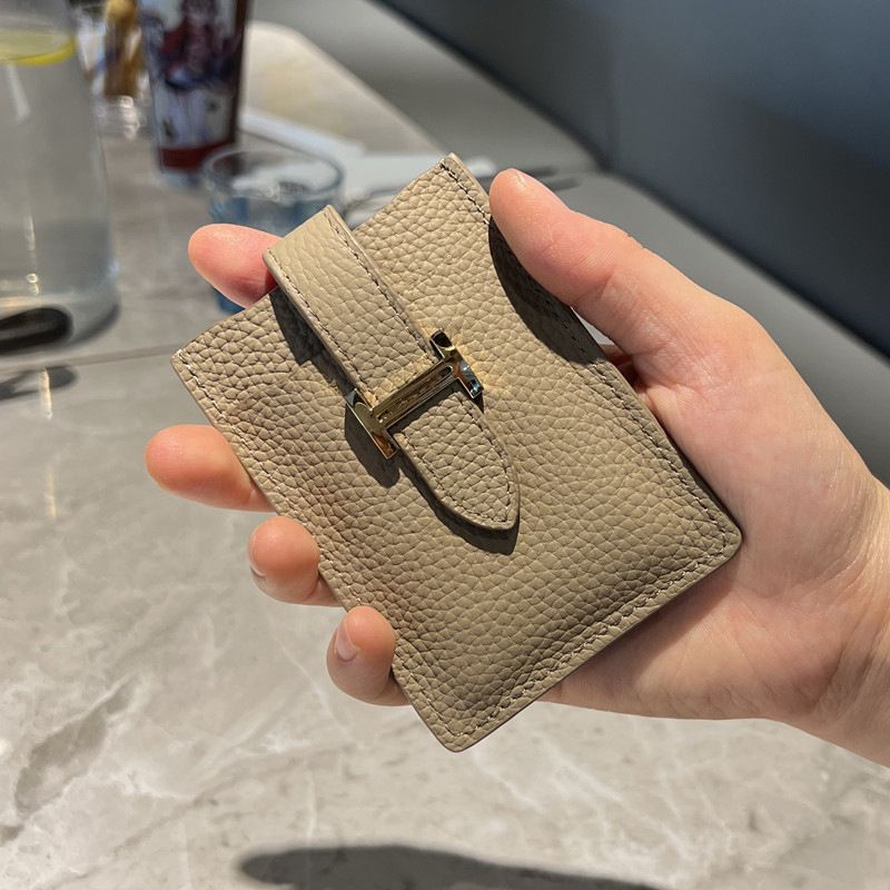 Ultra-thin Fashion Women Cow Leather Credit Card Holder Short Card Cover Multi Slot Small Card Case Large Capacity Money Clip