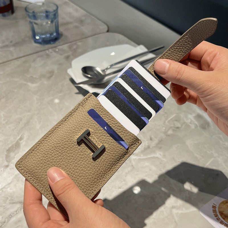 Ultra-thin Fashion Women Cow Leather Credit Card Holder Short Card Cover Multi Slot Small Card Case Large Capacity Money Clip