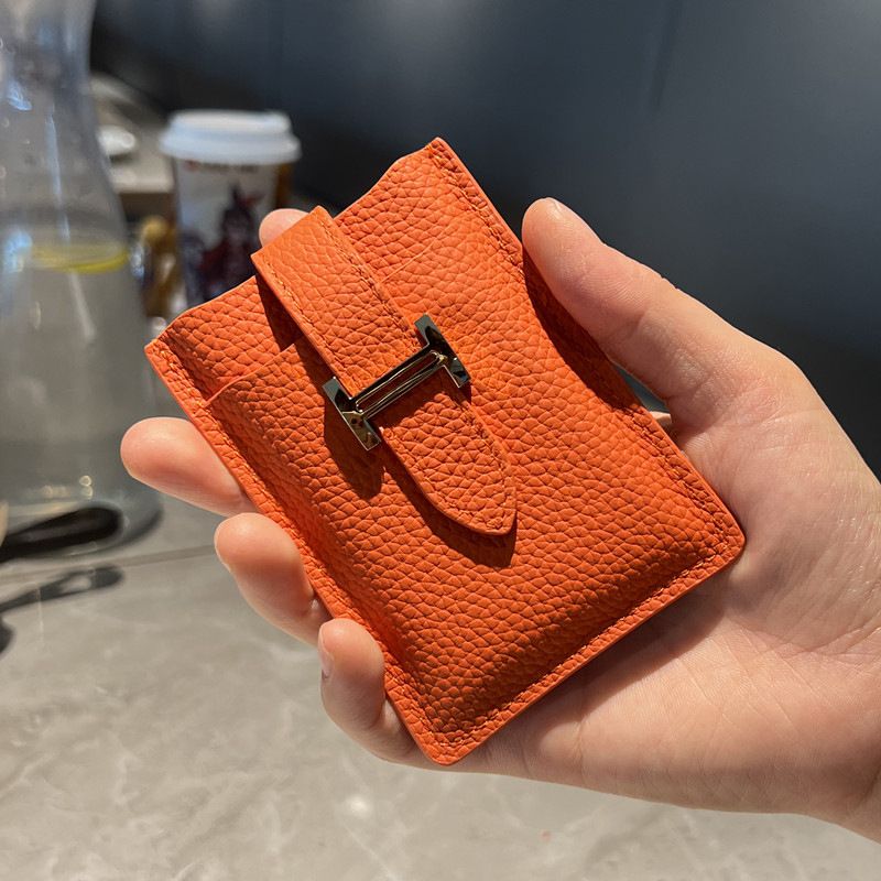 Ultra-thin Fashion Women Cow Leather Credit Card Holder Short Card Cover Multi Slot Small Card Case Large Capacity Money Clip