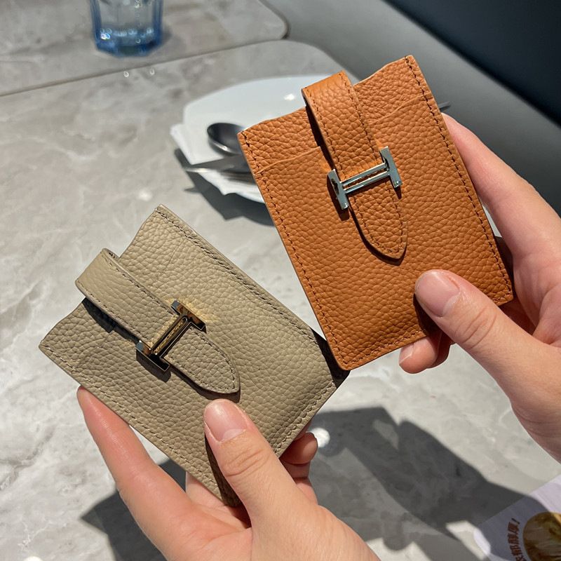 Ultra-thin Fashion Women Cow Leather Credit Card Holder Short Card Cover Multi Slot Small Card Case Large Capacity Money Clip