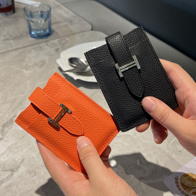 Ultra-thin Fashion Women Cow Leather Credit Card Holder Short Card Cover Multi Slot Small Card Case Large Capacity Money Clip
