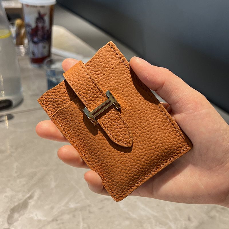 Ultra-thin Fashion Women Cow Leather Credit Card Holder Short Card Cover Multi Slot Small Card Case Large Capacity Money Clip