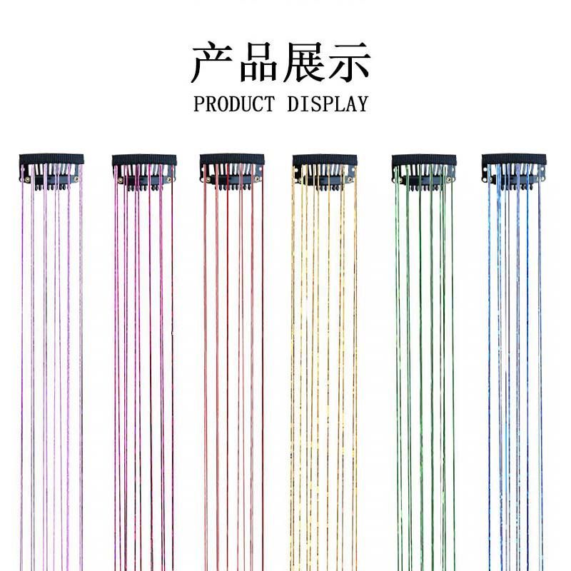 Shiny Threads Glitter Hair Tinsel Kit Gold Silk Hair Glitter String Extensions Accessories for Women Headdress