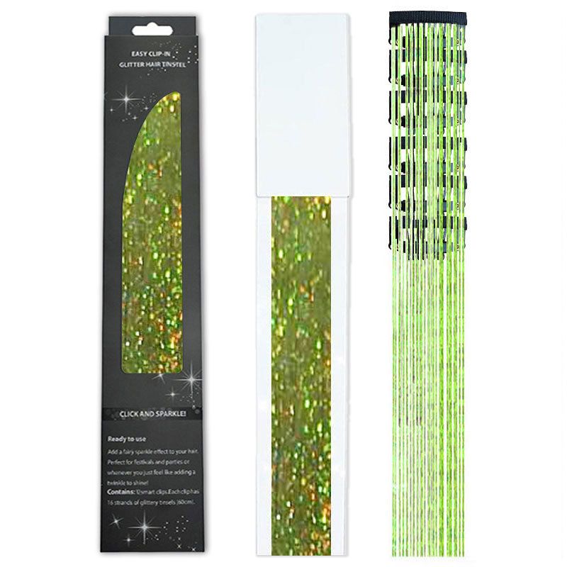 Shiny Threads Glitter Hair Tinsel Kit Gold Silk Hair Glitter String Extensions Accessories for Women Headdress