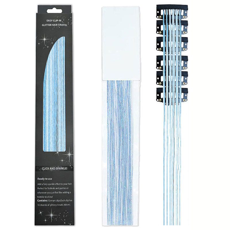 Shiny Threads Glitter Hair Tinsel Kit Gold Silk Hair Glitter String Extensions Accessories for Women Headdress